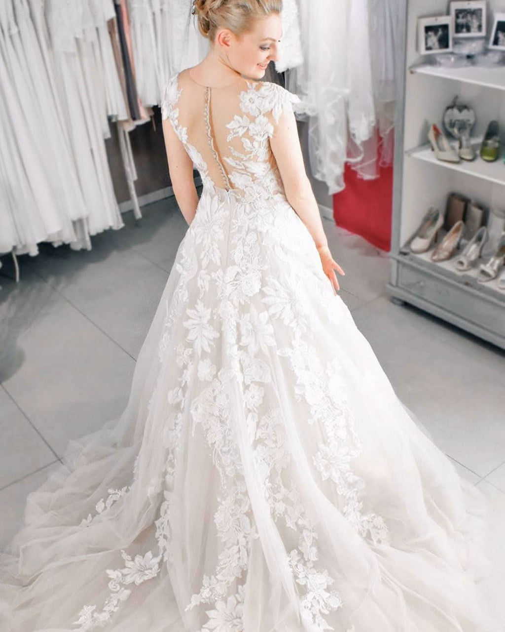 Long Mermaid Wedding Dress With Tulle Lace BM bride