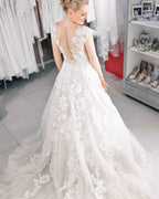 Long Mermaid Wedding Dress With Tulle Lace BM bride