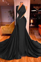 One-Shoulder Long Sleeves Mermaid Evening Dress Long with Beadings BM bride