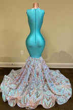Gorgeous Sequins Sleeveless Lace Mermaid Long Prom Dress With Appliques