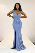 Spaghetti-Strap Mermaid Evening Dress with Slit BM bride