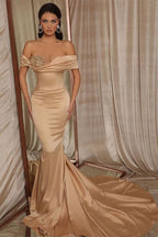 Off-the-Shoulder Mermaid Evening Dress with Beadings BM bride