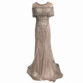 Luxurious Sequin Beaded Strapless Evening Gown, Long Mermaid Sleeveless BM bride