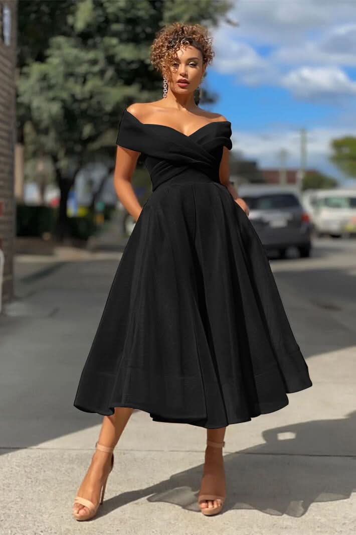 Burgundy Off-The-Shoulder A-Line Short Evening Dress BM bride