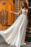 Sleeveless Long Chiffon Wedding Dress BM bride
