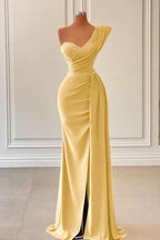 Sage One-Shoulder Mermaid Prom Dress with Beadings and Split BM bride