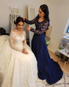 Elegant Long Sleeve Lace Princess Wedding Dress BM bride