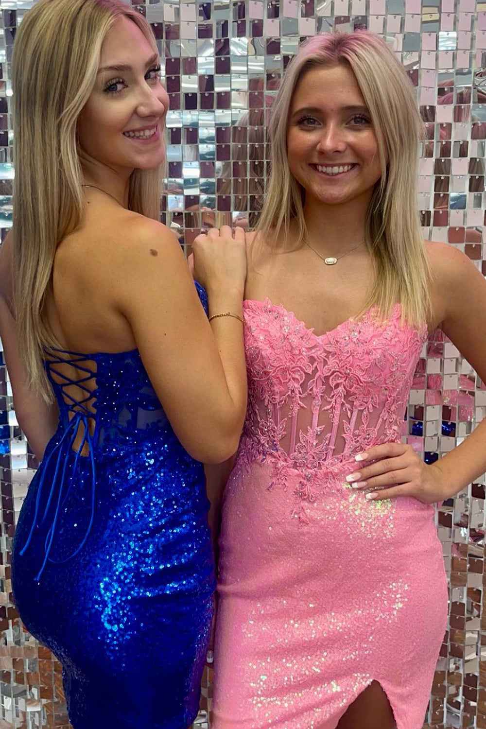 Sparkly Purple Corset Tight Sequins Short Homecoming Dress with Lace Bmbride