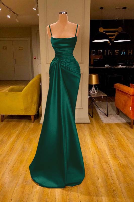 Cabernet Spaghetti Strap Sleeveless Pleated Prom Dress Mermaid With Ruffles