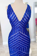 White Sequins V-Neck Tight Homecoming Dress Bmbride