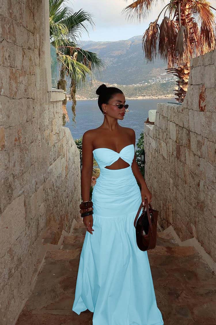 Strapless Sweetheart Sleeveless Long Prom Dress With Pleated BMBRIDE