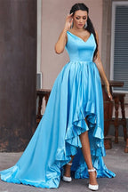Ocean Blue V-Neck Sleeveless Prom Dress BM bride