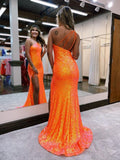 Fashionable Mermaid One-Shoulder Sequins Prom Dress with Tassels BM bride