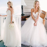 Long Spaghetti Strap Tulle Wedding Dress BM bride