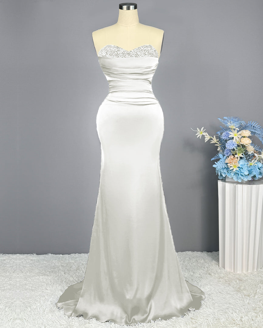 Red Sweetheart Sleeveless Sequined Mermaid Prom Dress BM bride