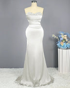 Red Sweetheart Sleeveless Sequined Mermaid Prom Dress BM bride