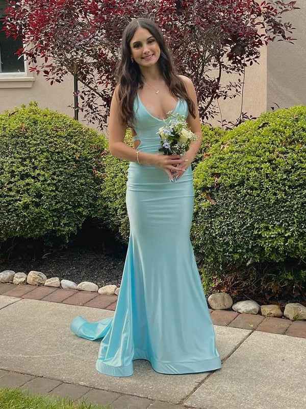 Yellow Mermaid Unique Open Back Long Prom Dress