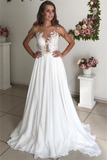 Elegant Sleeveless Long Chiffon Beach Wedding Dress with Appliques BM bride