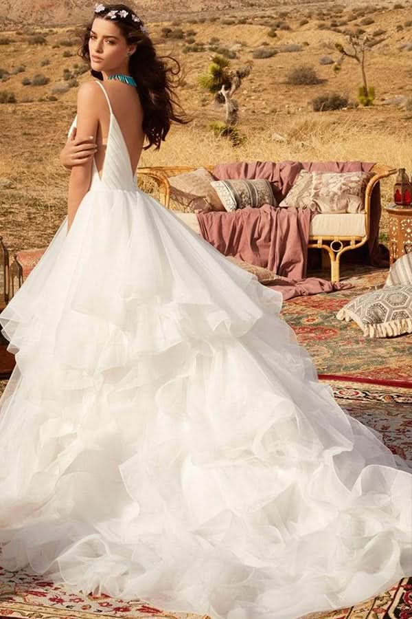 A-line Off-the-shoulder Wedding Dress With Tulle Lace Elegant BM bride