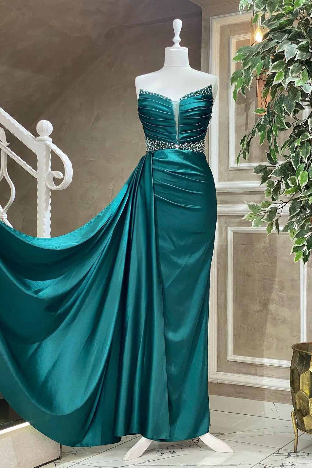 Gorgeous Strapless Beaded Mermaid Prom Dress BM bride