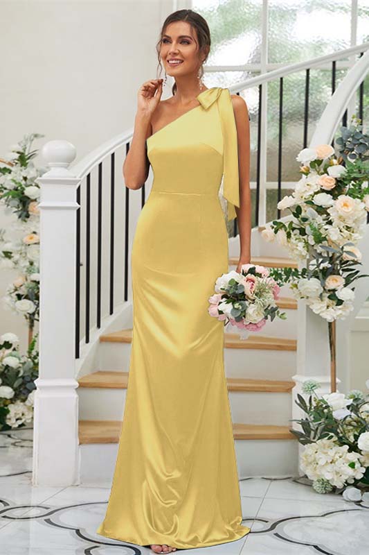 One Shoulder Sleeveless Mermaid Long Prom Dress With Pleated BMBRIDE