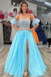 Elegant A-Line Strapless Blush Corset Organza Prom Dress BM bride