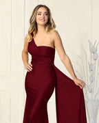 Elegant Mermaid Long Evening Dress Sweetheart One Shoulder Online with Ruffles BM bride