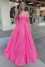 Spaghetti Strap Rose Red Prom Dress with Sleeveless Ball Gown BM bride