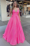 Spaghetti Strap Rose Red Prom Dress with Sleeveless Ball Gown BM bride