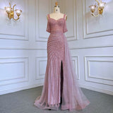 Elegant Beaded Mermaid Party Dress with Sequins BM bride
