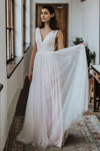 Open Back Lace Beach Wedding Dress BM bride