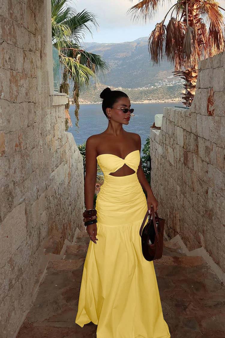 Strapless Sweetheart Sleeveless Long Prom Dress With Pleated BMBRIDE