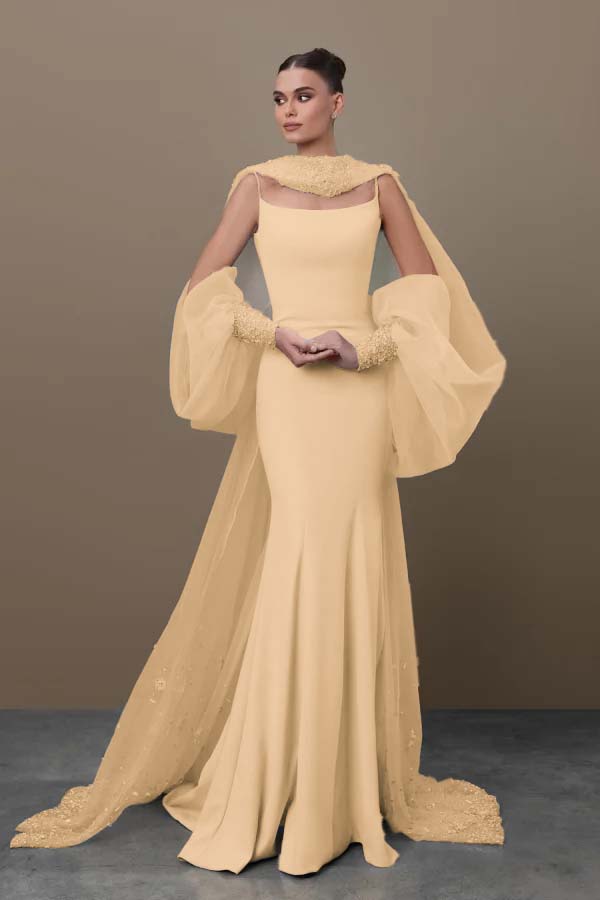 Spaghetti Strap Sleeveless Long Mermaid Prom Dress With Sequins