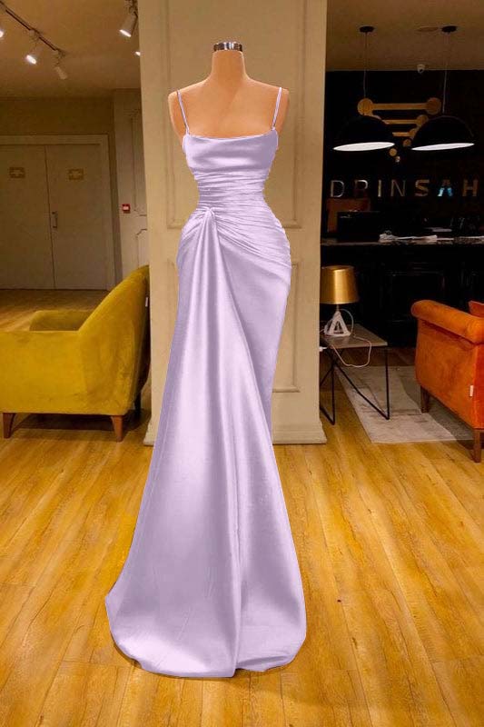 Cabernet Spaghetti Strap Sleeveless Pleated Prom Dress Mermaid With Ruffles