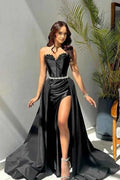 Sleeveless Strapless Long Mermaid Prom Dress With Split Beading