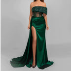 Glamorous Black Strapless Sequin Mermaid Prom Dress BM bride
