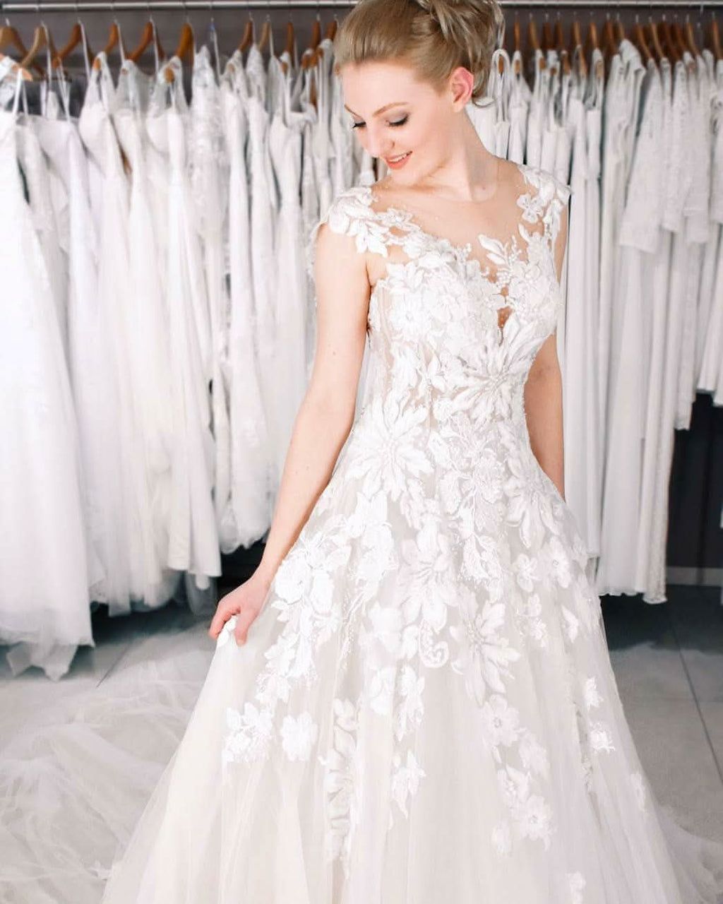 Long Mermaid Wedding Dress With Tulle Lace BM bride