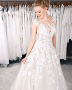 Long Mermaid Wedding Dress With Tulle Lace BM bride