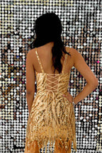 Glitter Fuchsia Fringed Beaded Tight Short Homecoming Dress Bmbride