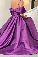 Purple Off-the-Shoulder A-Line Prom Dress with Pockets BM bride