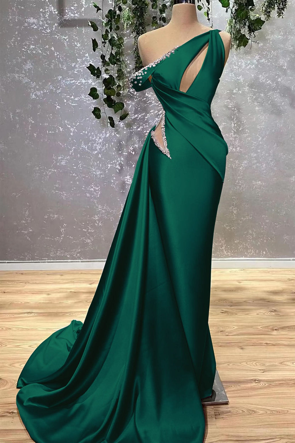 Lilac Off-the-Shoulder Sleeveless Mermaid Prom Dress with Rhinestones BM bride