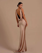 Elegant Champagne Mermaid Prom Dress Long Slimming BM bride