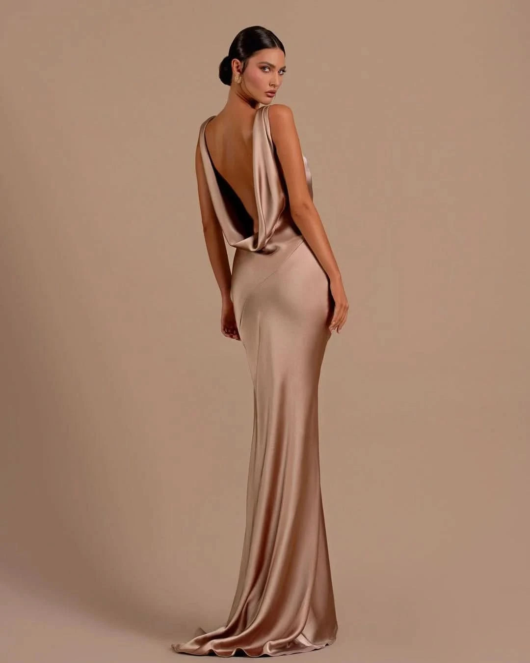 Elegant Champagne Mermaid Prom Dress Long Slimming BM bride