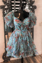 Lavender Floral A-Line Short Homecoming Dress Bmbride