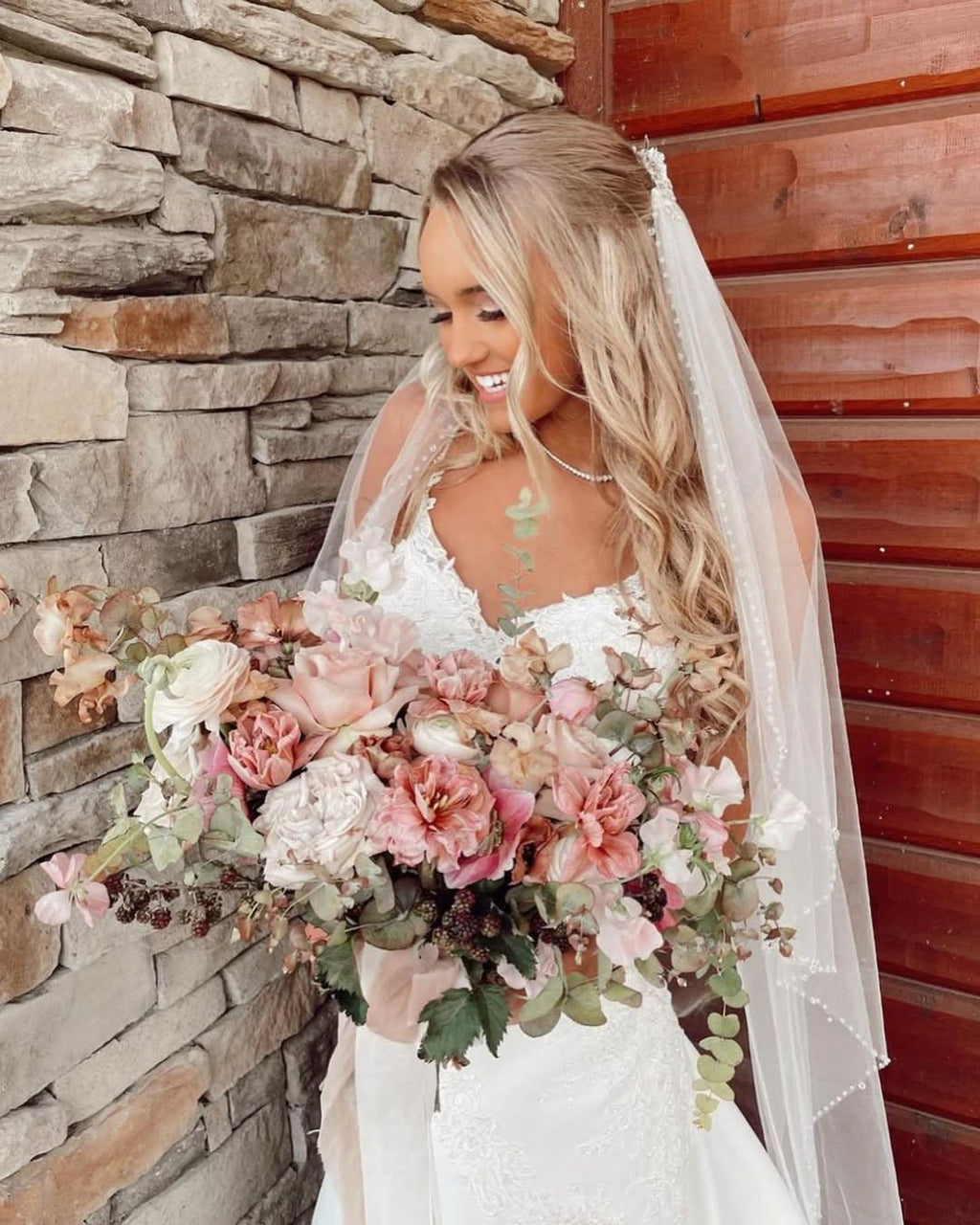 Sexy Spaghetti Strap V-Neck Floor-Length Mermaid Wedding Dress with Lace Appliques BM bride