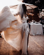Long A-line Wedding Dress Sweetheart With 3D Floral Lace Appliques Tulle BM bride