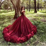 Princess Off-the-shoulder Wedding Dress Long Sleeves With Tulle BM bride