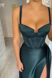 Elegant Straps Sleeveless Mermaid Slit Evening Dress On Sale BM bride