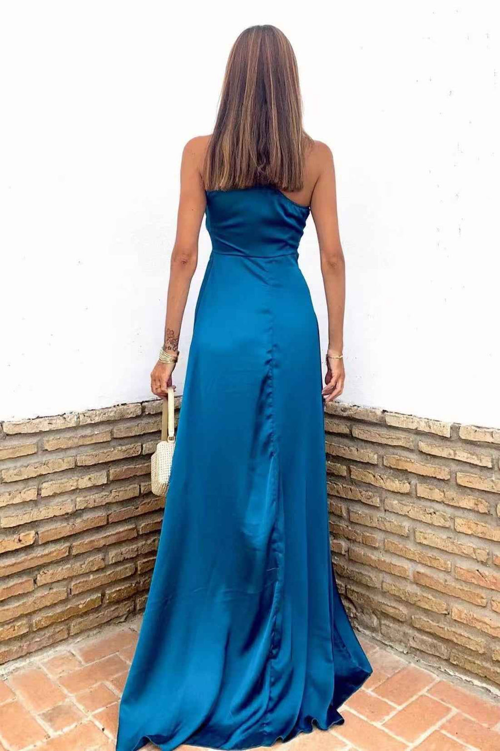 Glamorous Royal Blue One Shoulder Sleeveless Split Prom Dress