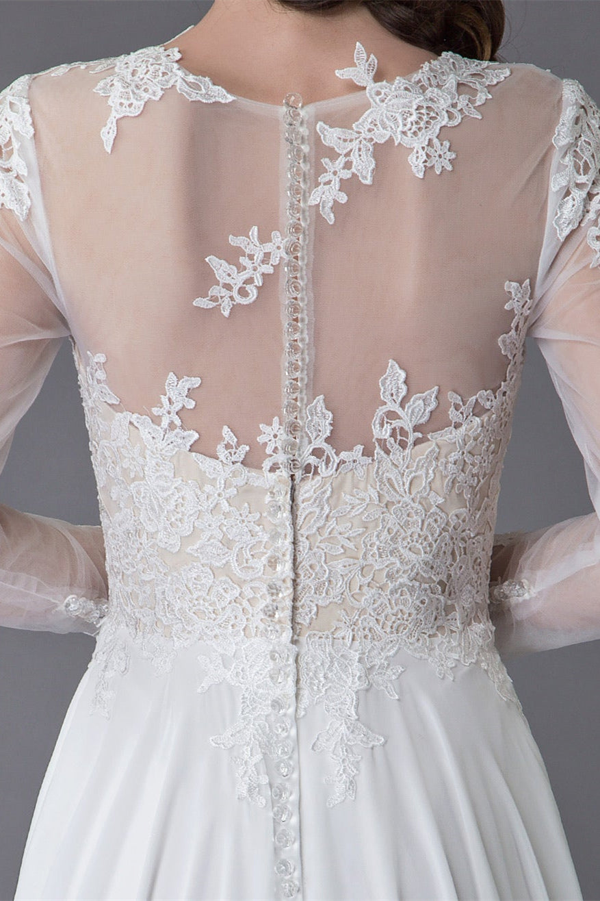 Long Sleeve Lace Wedding Dress with Slit BM bride